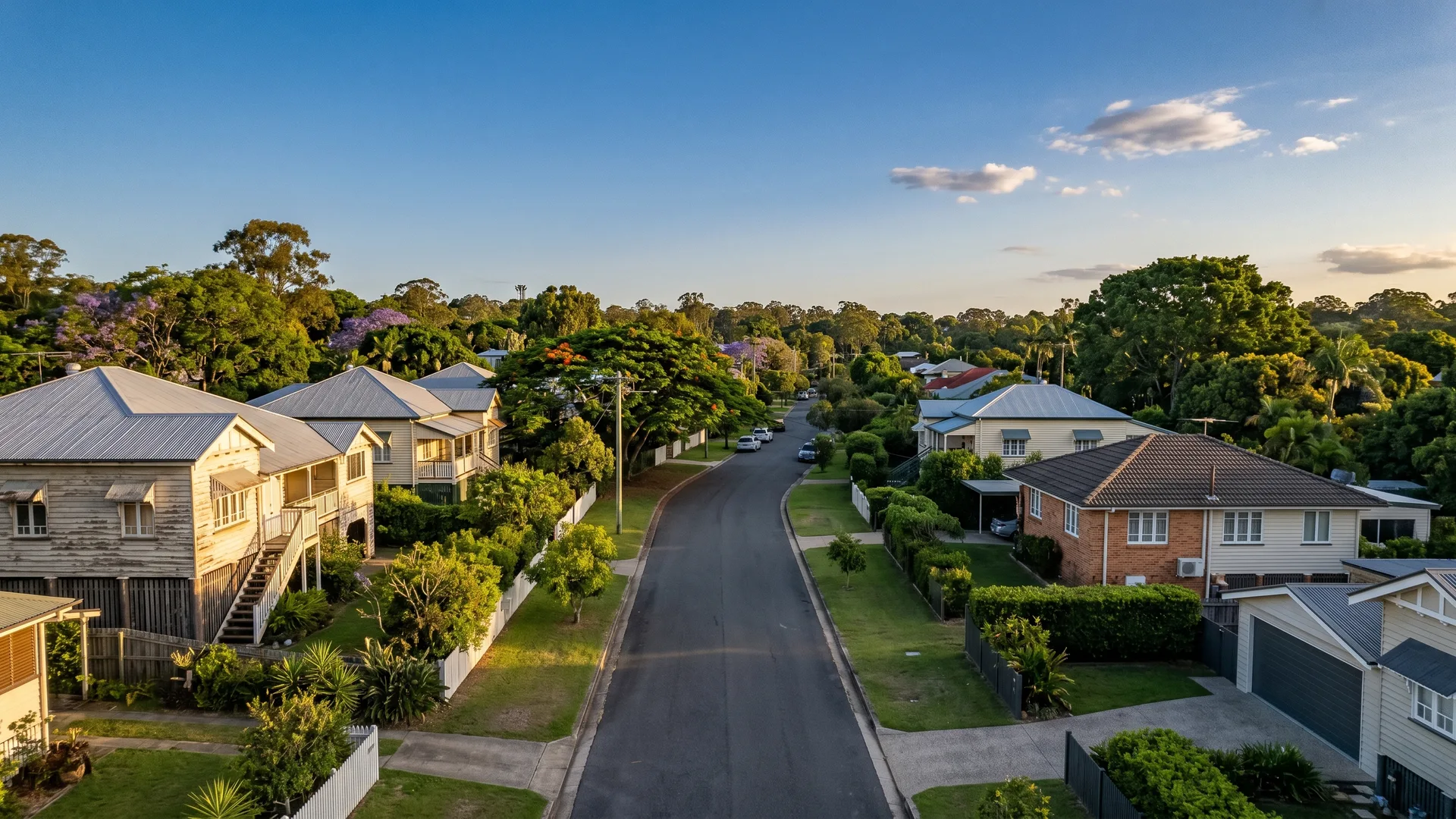 Aerial view of inner-Brisbane suburban streets near Albany Creek